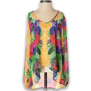 EIGHT SIXTY Long Sleeve Dolman Tropical Blouse